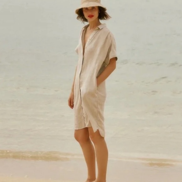 J. Crew Linen Relaxed-Fit Shirt Dress, XL - Picture 2 of 8